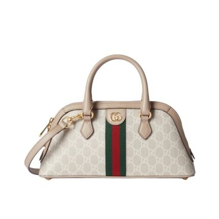 Gucci Ophidia Small Top Handle Bag Beige And White 30Cm