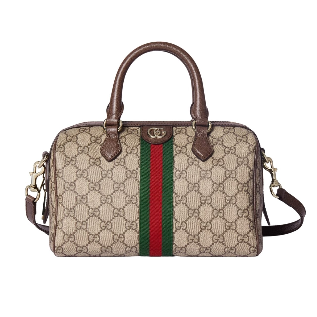 385 Gucci Ophidia Gucci Small Boston Bag Beige And Dark Brown GG Monogram 22Cm 772053 96IWG 8745 - Image 1