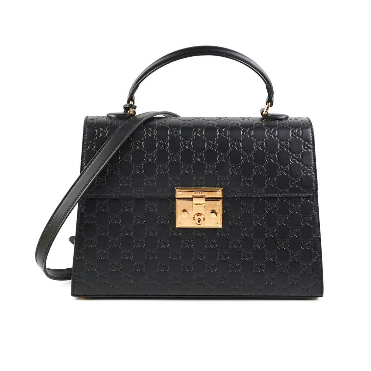 412-2 Gucci Padlock Medium Top Handle Bag Black 28Cm - Image 1