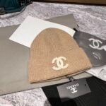 Chanel White CC Wool Beanie Beige - Image 2
