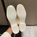 Chanel 20B Quilted Boy Lego Metal CC Logo Gold Mule Slip On Flat Loafers White - Image 4