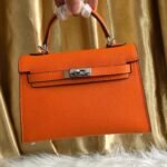 Hermes Kelly Mini Epsom Handbag Orange 19Cm - Image 4