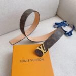 Louis Vuitton Initiales Reversible Monogram Eclipse Canvas Belt Gold Metal 4Cm - Image 3