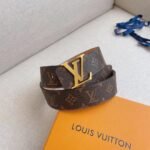 Louis Vuitton Initiales Reversible Monogram Eclipse Canvas Belt Gold Metal 4Cm - Image 2