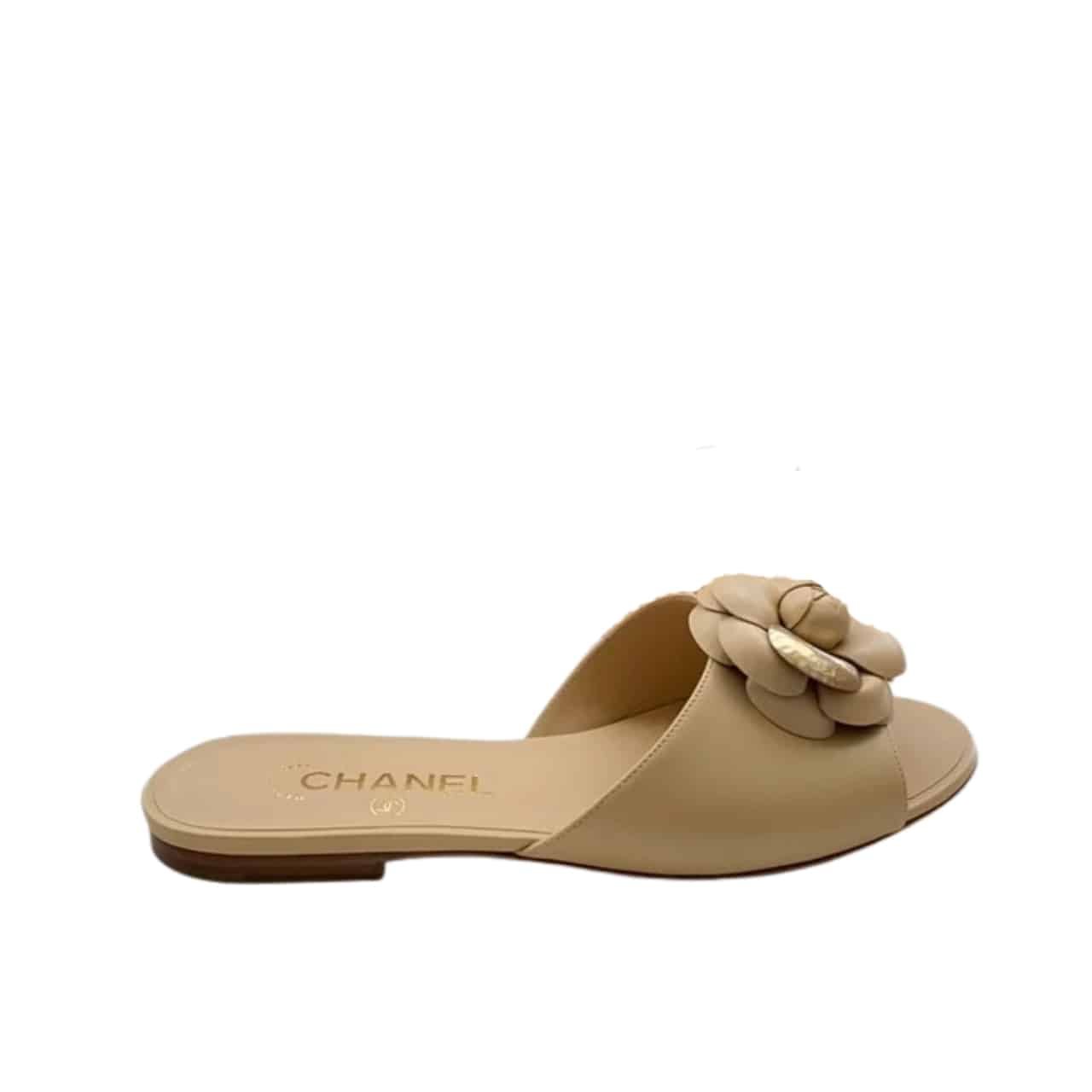 Thumbnail-21-7 Chanel Camellia Slides Beige - Image 1