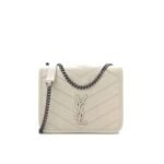 Saint Laurent Niki Vintage Leather Chain Wallet Cream 19Cm