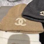 Chanel White CC Wool Beanie Beige - Image 3